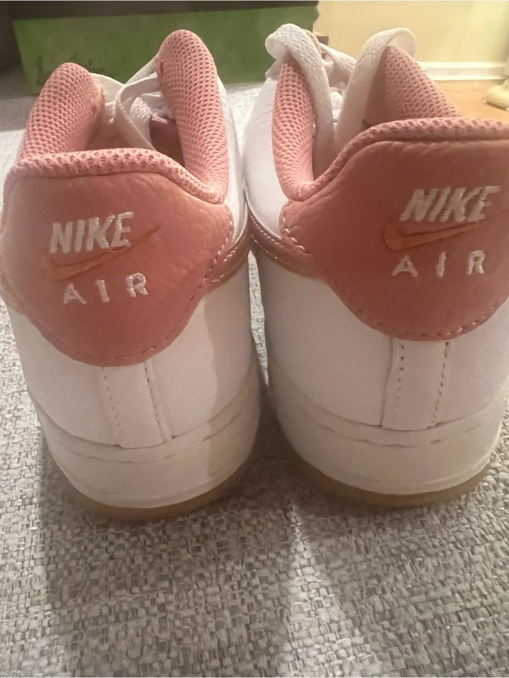 Nike Air Force 1 Sneakers White, Rust Pink & Metallic Gold Sz 8.5 Women/7 Youth